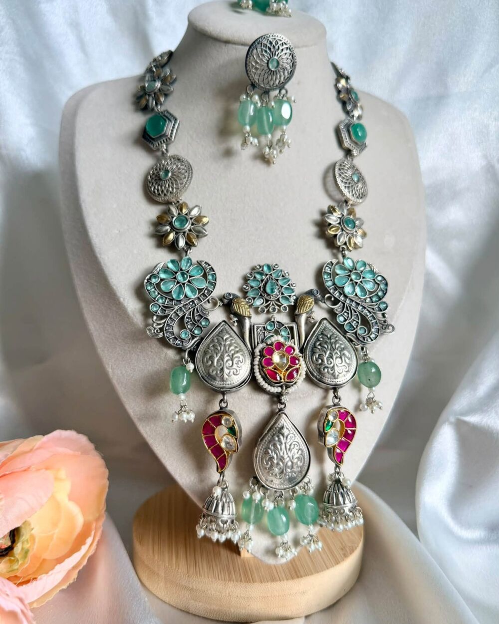 Mint Stone Oxidized Set
