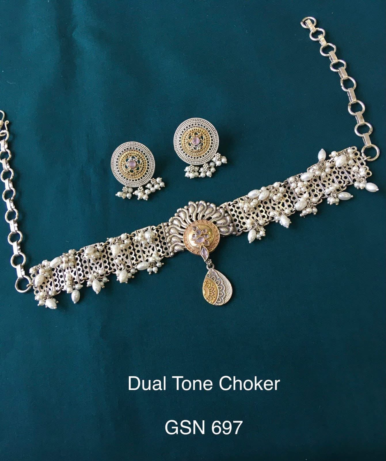 Gajra Silver Look-Alike choker