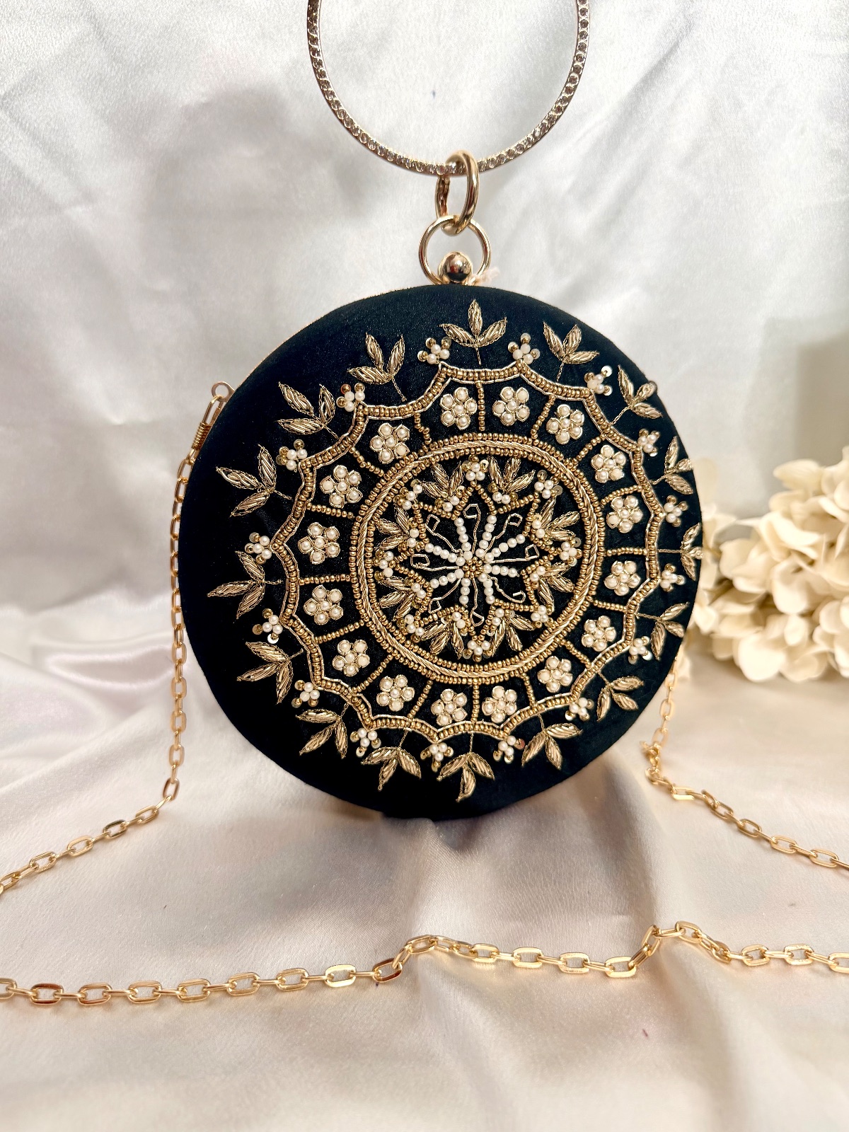 Black Circular Clutch Bag