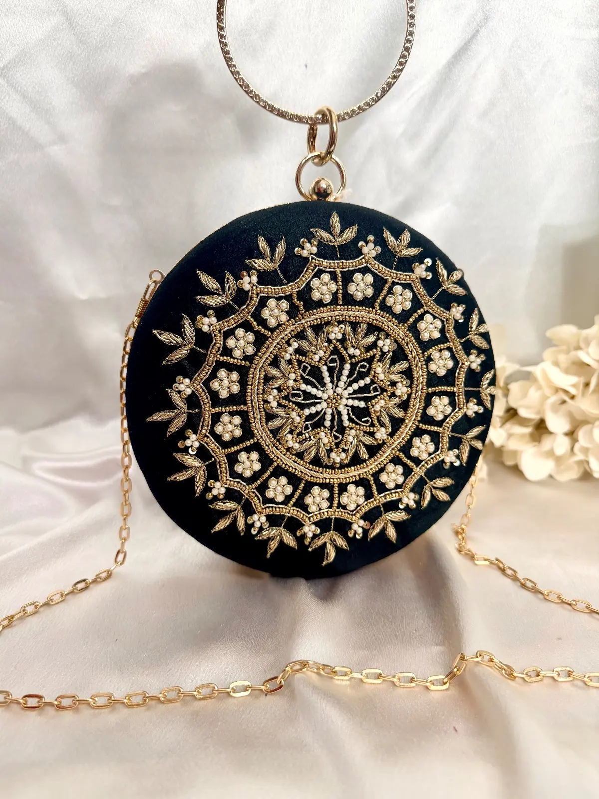 Black Circular Clutch Bag