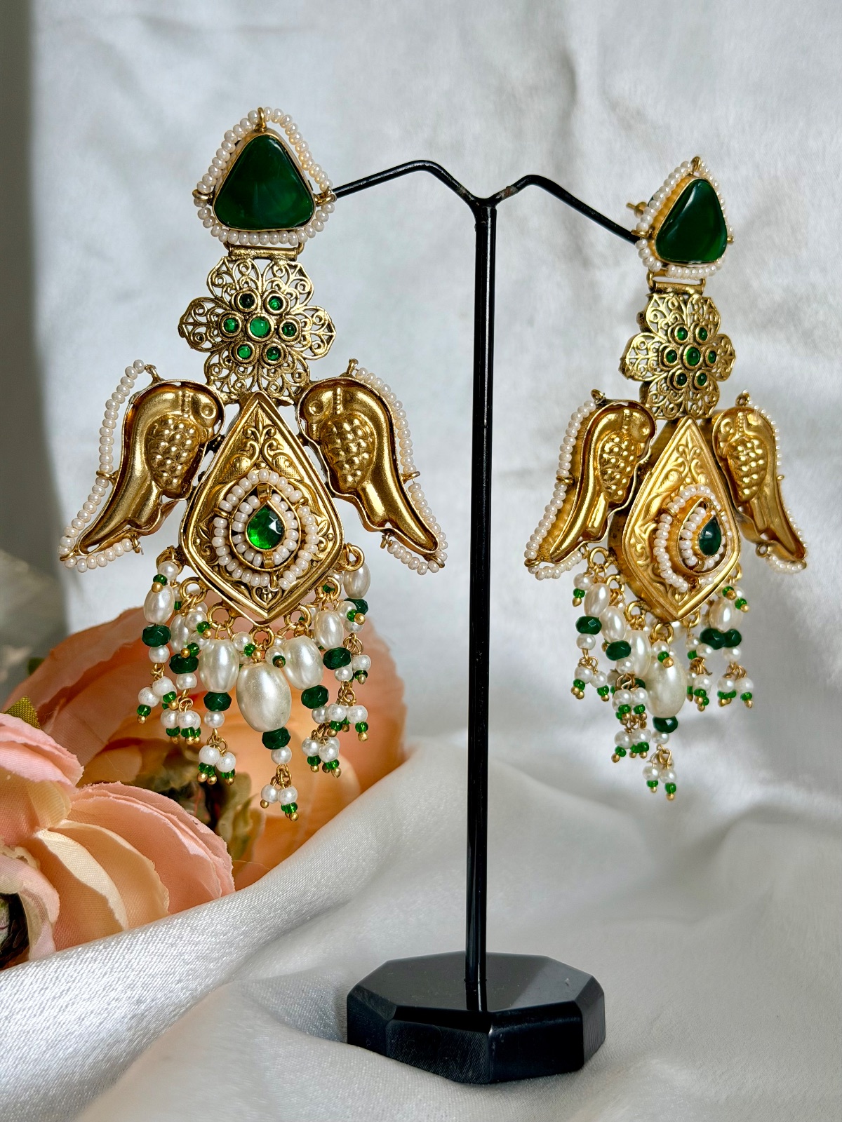 Royal Emerald Kashmiri Statement Earrings