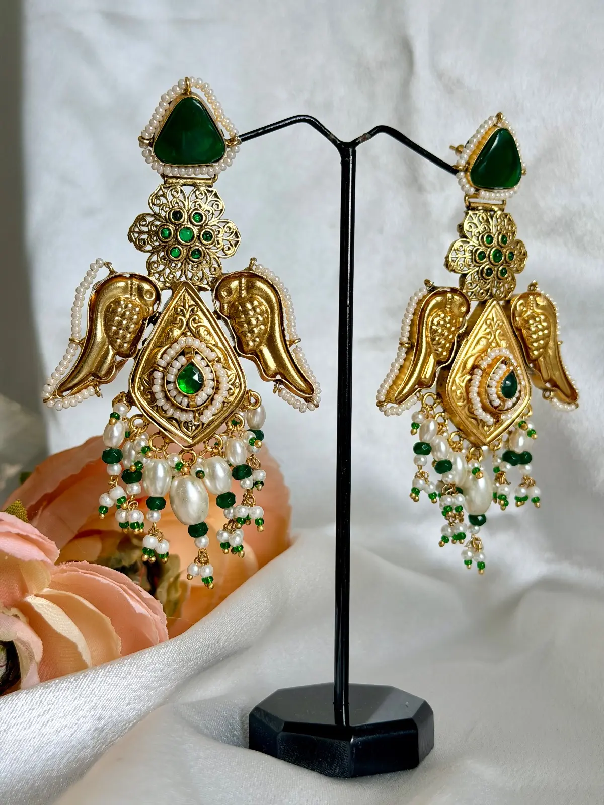 Royal Emerald Kashmiri Statement Earrings