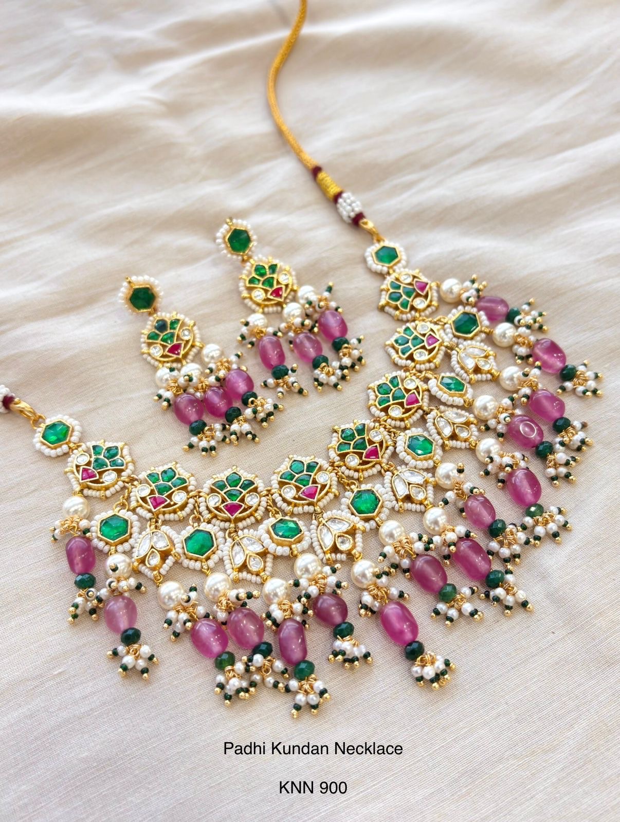 Lotus pachi kundan Necklace