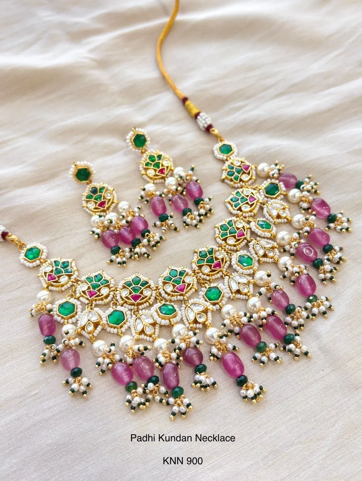 Lotus pachi kundan Necklace