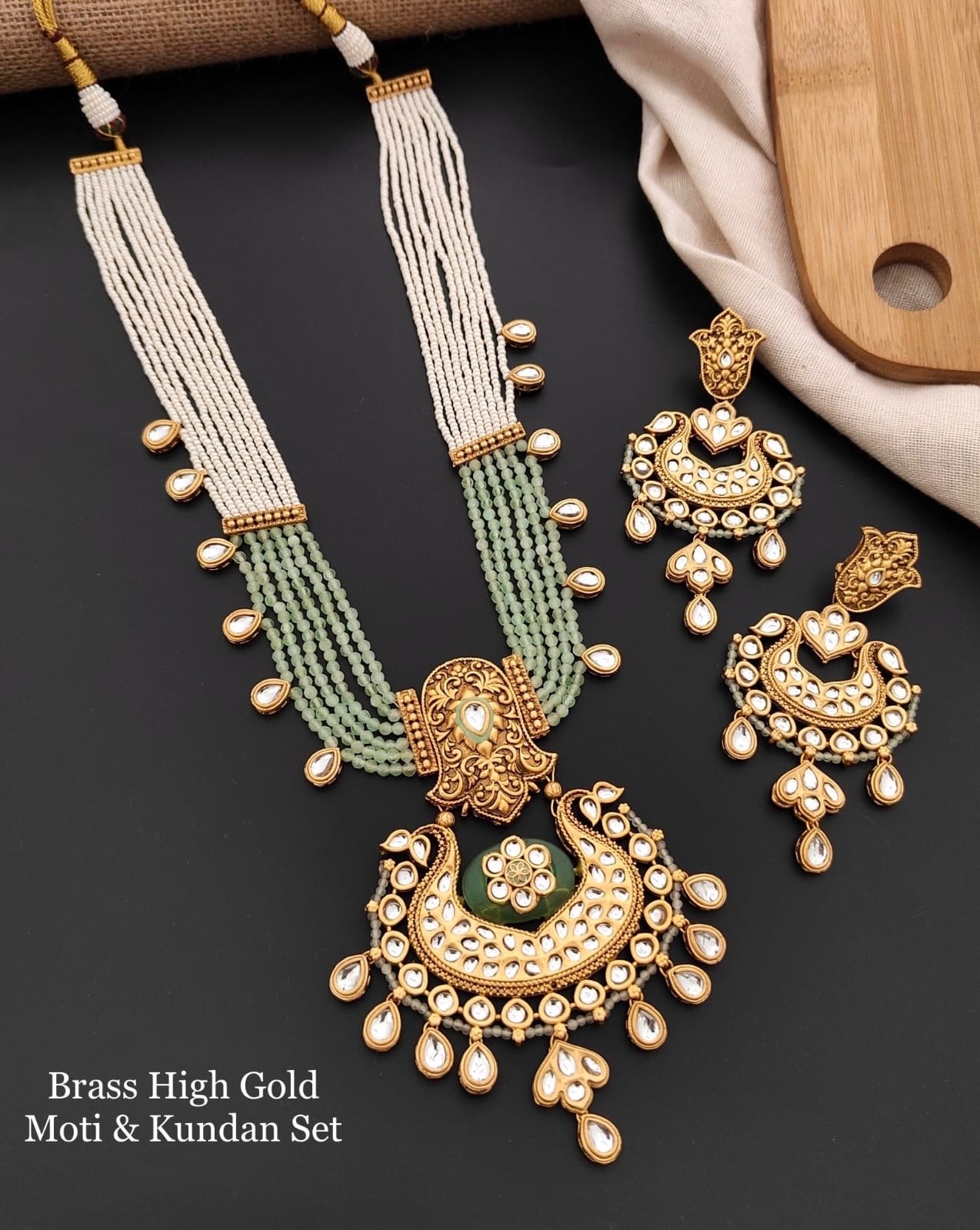 Mint Green Moti Necklace set
