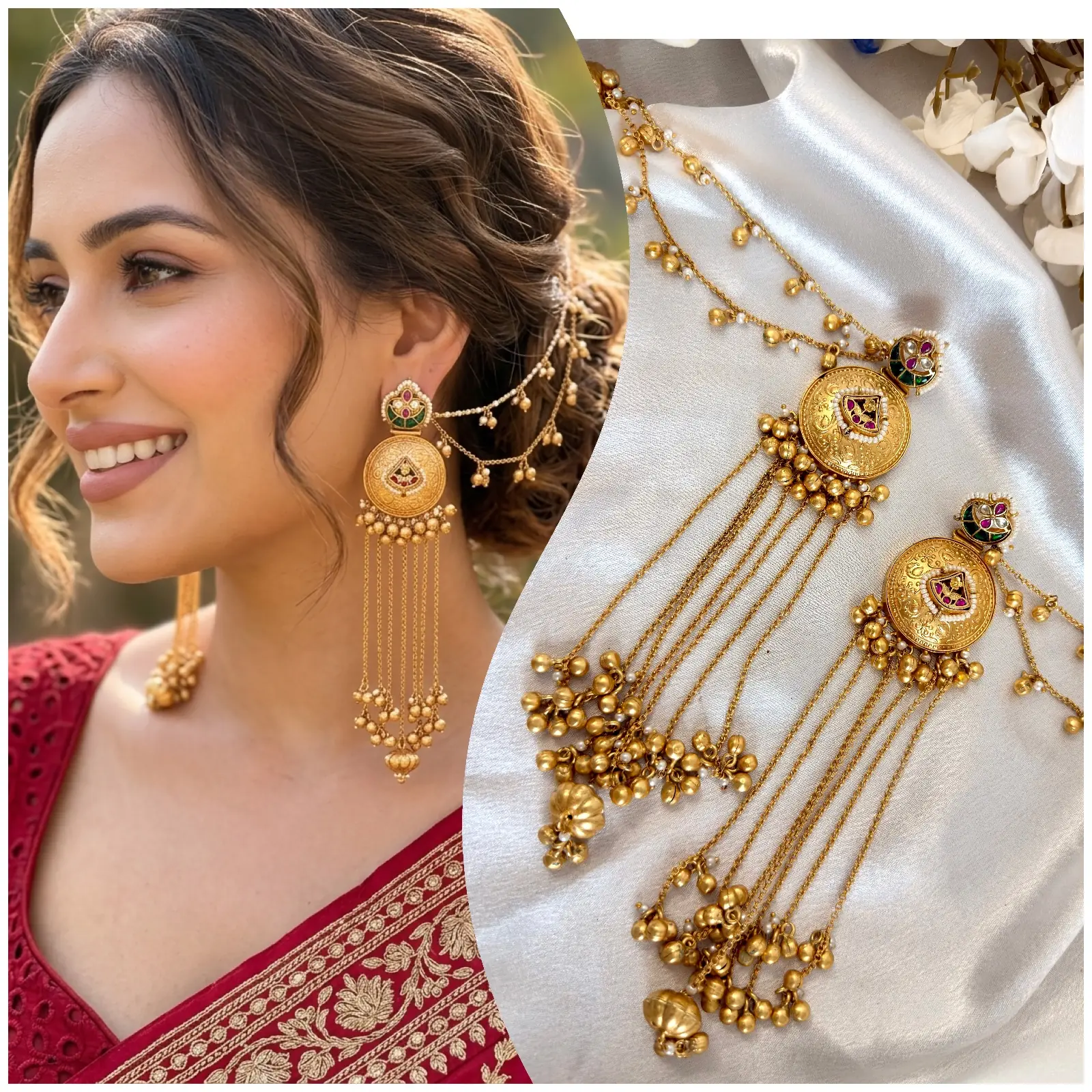Kashmiri Earrings with Tana and Ghungroo