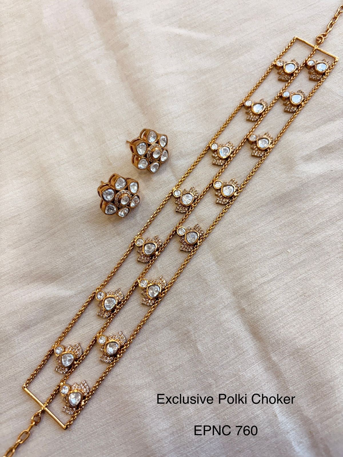 Lotus Polki Layer choker With Studs