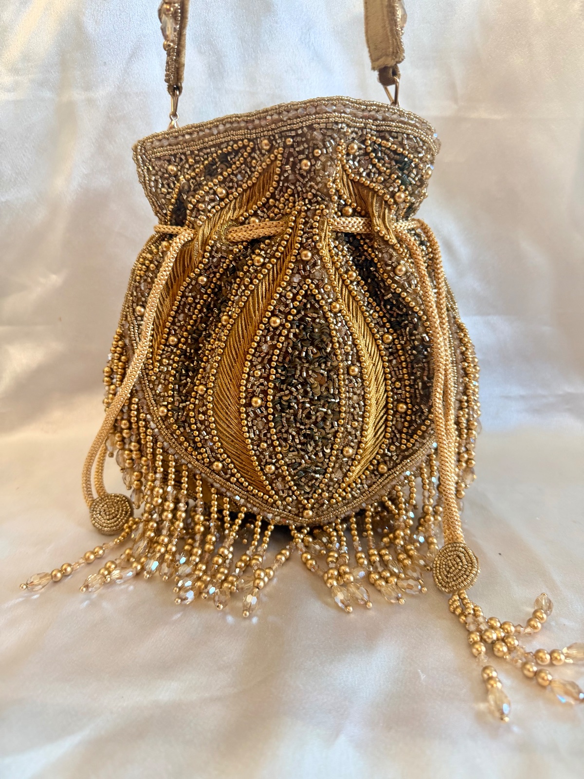 Goldenleaf Potli Bag With Bead Drops