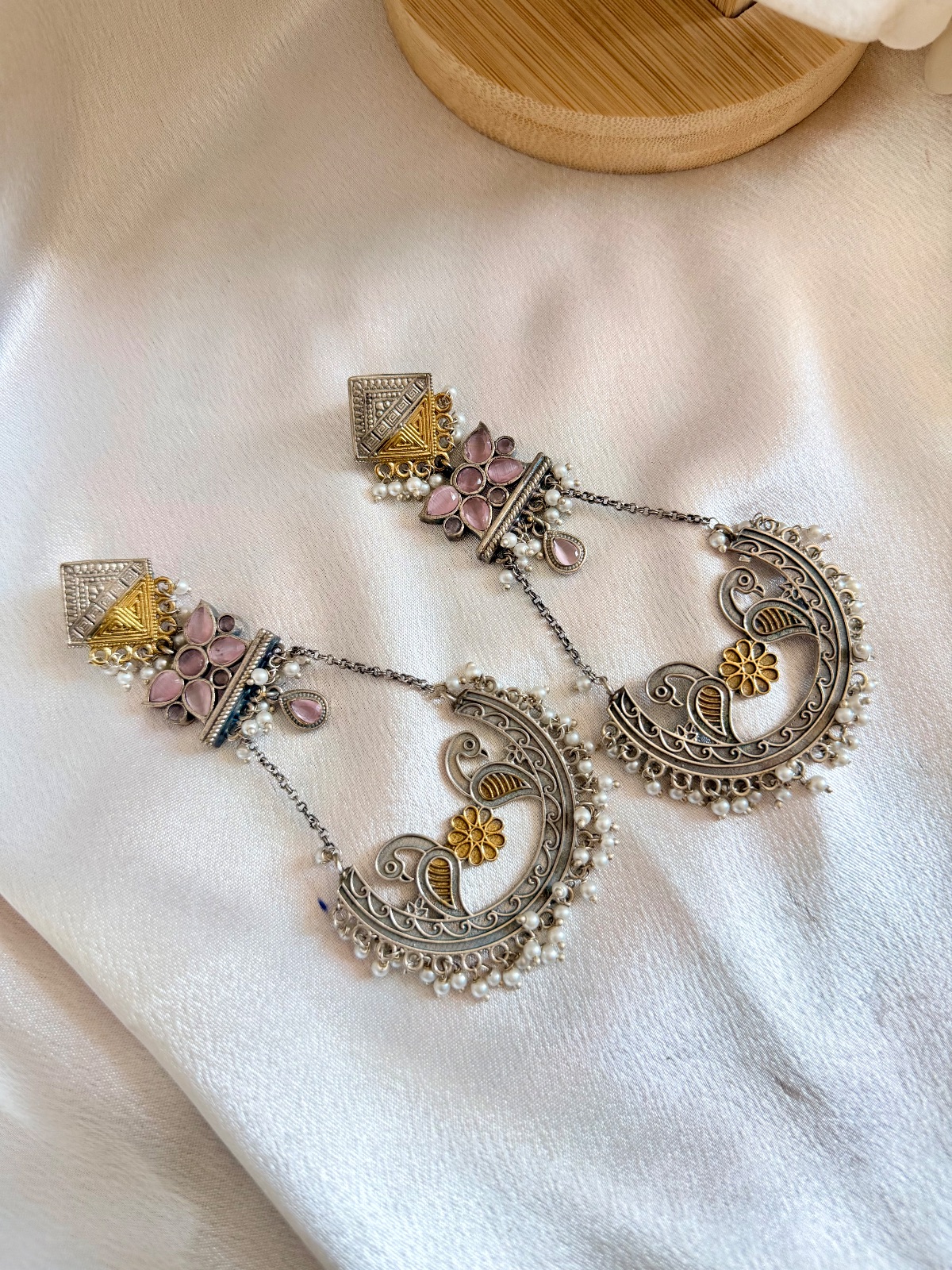 Dual Tone Long Earrings