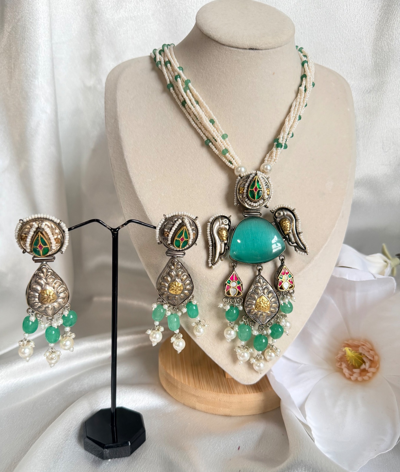 Mint Green Fusion Mala set