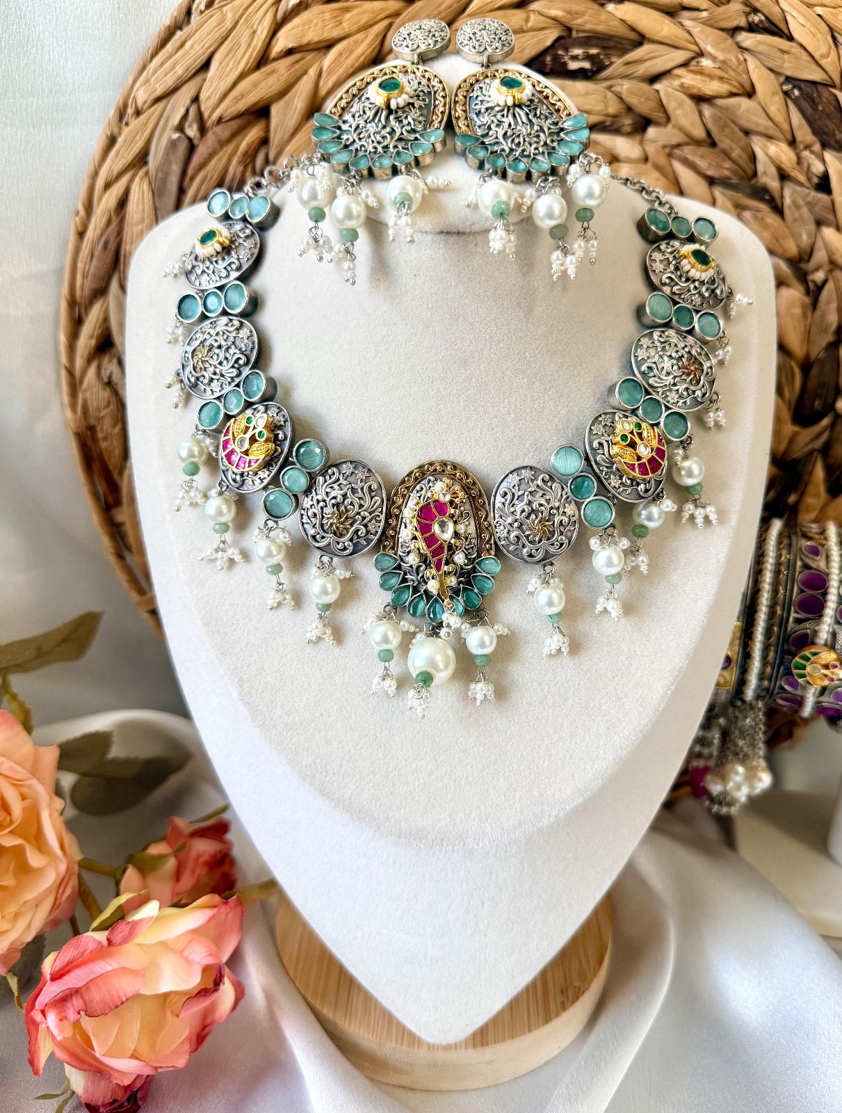 Light Blue Heavy Necklace Set